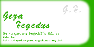 geza hegedus business card